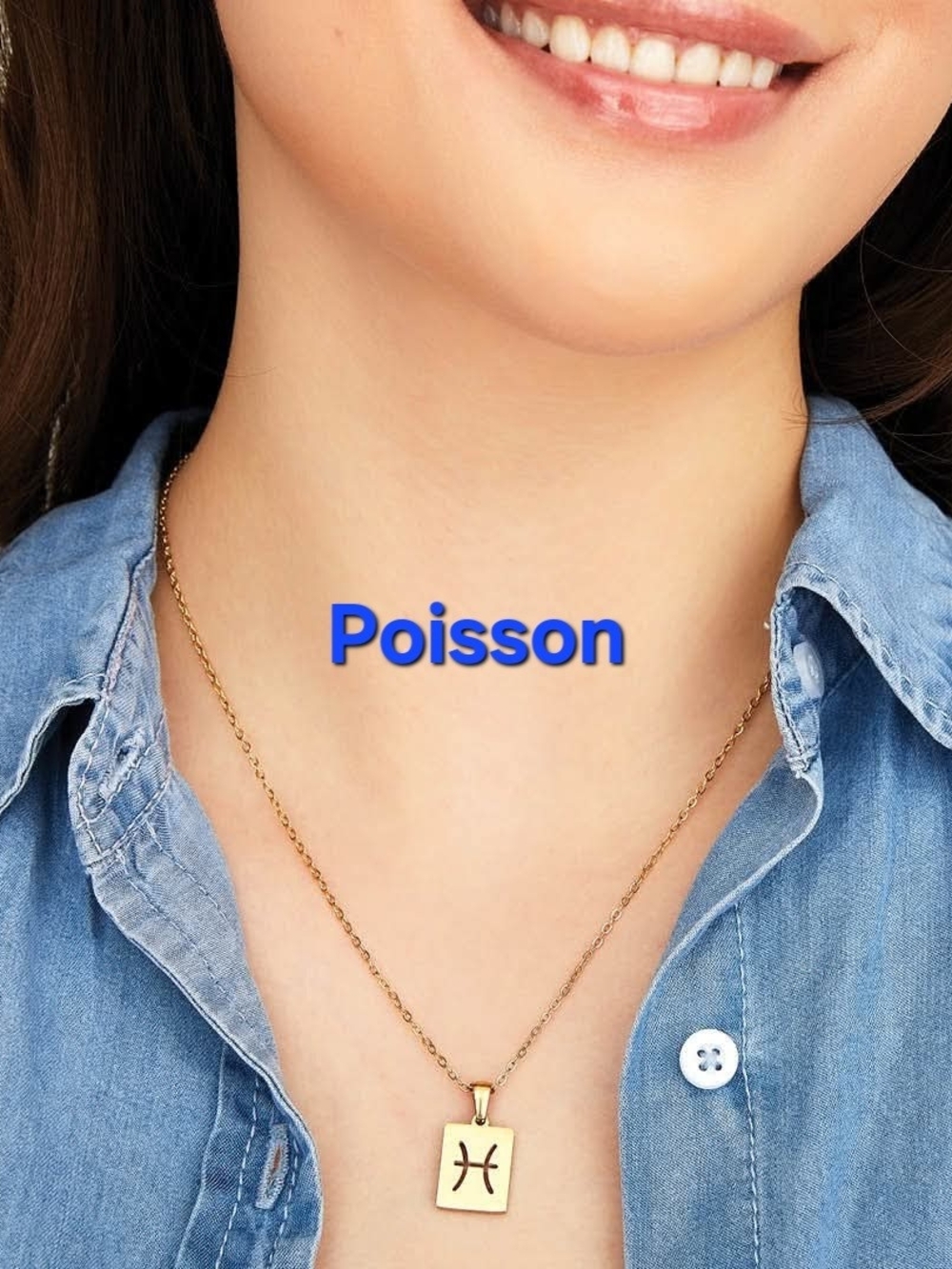 Stainless Steel Gold Pisces Pendant Necklace for Women